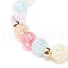 Candy Color Round Beaded Stretch Bracelet with Heart Tomatoes On Sticks Charm for Women BJEW-JB07636-02-6