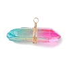 Electroplated Natural Quartz Crystal Irregular Prism Pendants PALLOY-JF03904-02-3