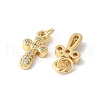 Brass Micro Pave Clear Cubic Zirconia Cross Pendants ZIRC-I071-17G-2