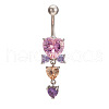 Brass Cubic Zirconia Triple Heart Dangle Belly Rings WG1E1E8-02-2
