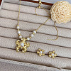 Brass Micro Pave Clear Cubic Zirconia & Imitation Pearl Jewelry Sets FS-WG880D6-01-4
