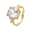 Brass Micro Pave Cubic Zirconia Finger Rings for Women RJEW-F181-11G-01-2