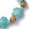 Beach Turtle Dyed Synthetic Turquoise Stretch Bracelets BJEW-JB10291-02-4