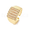 Brass Micro Pave Clear Cubic Zirconia Cuff Rings for Women RJEW-U043-18G-4
