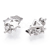 Rhodium Plated 925 Sterling Silver Micro Pave Clear Cubic Zirconia Star Charms for Half Drilled Beads STER-T007-26P-1