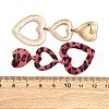 Heart with Leopard Print Alloy Tassel Stud Earrings EJEW-Z112-05G-3