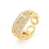 Chain Brass Micro Pave Clear Cubic Zirconia Open Cuff Rings RJEW-G309-36G-1