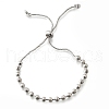 Brass Round Beads Slider Bracelets for Women BJEW-D317-13P-4