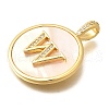 Rack Plating Brass Micro Pave Clear Cubic Zirconia Pendants with Shell KK-M309-42G-W-3