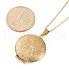 304 Stainless Steel Flat Round Locket Pendant Cable Chain Necklaces for Women NJEW-M050-04A-G-5