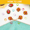 BENECREAT 32Pcs 8 Styles Food Grade Eco-Friendly Silicone Beads with Baking Painted Zinc Alloy Knitting Stitch Marker Rings SIL-BC0001-09-4