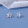 925 Sterling Silver Clear Cubic Zirconia Star Stud Earrings CK5950-2