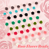 AHADERMAKER 64Pcs 8 Colors Synthetic Coral 3D Flower Rose Beads CORA-GA0001-02-4