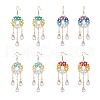 Glass Beaded Ring with Teardrop Dangle Earrings EJEW-JE05263-1