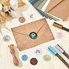 Brass Wax Seal Stamps with Wood Handle AJEW-WH0412-0179-4