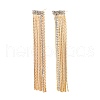 Clear Cubic Zirconia Chain Tassel Dangle Stud Earrings EJEW-G321-19G-1