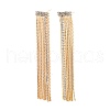 Clear Cubic Zirconia Chain Tassel Dangle Stud Earrings EJEW-G321-19G-1