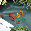 ANATTASOUL 3 Pairs 3 Colors Halloween Pumpkin with Skull Acrylic Dangle Stud Earrings EJEW-AN0002-19-7