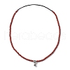 Adjustable Natural Red Jasper Round Bead Necklaces NJEW-JN05016-4