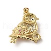 Real 18K Gold Plated Brass Micro Pave Cubic Zirconia Robin Brid Pendants KK-E072-06G-2