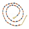 Brass Enamel Column Link Chain Necklaces NJEW-H039-02B-03G-1
