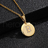 Brass Micro Pave Clear Cubic Zirconia Flat Round with Letter Pendant Necklaces FS-WG00655-02-1