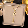 304 Stainless Steel Cube Initial Pendant Necklaces FS-WG9AF3A-09-1