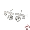 Rhodium Plated Flower 925 Sterling Silver with Clear Cubic Zirconia Stud Earring Findings STER-Q192-10P-1