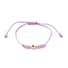 2Pcs Flat Round with Heart Acrylic Braided Bead Bracelets Set with Glass Seed BJEW-JB08034-04-5