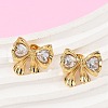 Bowknot 304 Stainless Steel Glass Stud Earrings EJEW-M105-02G-1