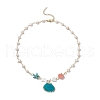 2Pcs 2 Colors Summer Spray Paint & Electroplate Sea Shell Pendants Necklaces NJEW-JN05182-6