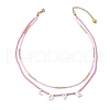 Valentine's Day Glass Beaded Double Layer Necklaces NJEW-MZ00074-4