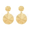 Flat Round Brass Dangle Stud Earrings EJEW-R025-25G-4