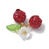Handmade Polymer Clay Rhinestone Cherry Pendants PALLOY-JF03868-04-4