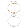 2Pcs 2 Colors 304 Stainless Steel Satellite Chain Bracelet Makings BJEW-JB10587-1