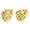 Golden Brass Micro Pave Cubic Zirconia Stud Earrings EJEW-D103-01C-G-1