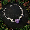 Both Hands Alloy with Nuggets Natural Amethyst Pendant Necklaces FS-WG3CF2D-01-3