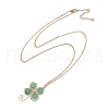 Clover Copper Wire Wrapped Natural Green Aventurine Clover Pendant Necklaces NJEW-JN05089-4