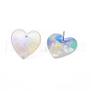 Cellulose Acetate(Resin) Heart Stud Earrings with 316 Stainless Steel Pins for Women EJEW-N050-02-3