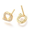 Brass Micro Pave Clear Cubic Zirconia Stud Earrings EJEW-O103-06G-2