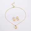Round Stainless Steel Hoop Earrings & Pendant Necklaces Sets BA0811-3-3