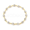 Brass Round Beaded Stretch Bracelets for Women Men BJEW-Z129-01GP-2
