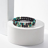 2Pcs 2 Style Natural Ebony Wood & Imperial Jasper Beaded Stretch Bracelets Set BJEW-JB07824-2