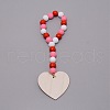Valentine's Day Theme Schima Wood Beads Pendants Decorations HJEW-TAC0012-12-2