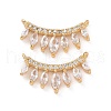 Brass Pave Clear Cubic Zirconia Connector Charms KK-E068-VC479-2