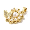 Rack Plating Brass Micro Pave Clear Cubic Zirconia Pendants KK-P267-04A-G-2
