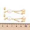Brass ABS Plastic Pearl Dangle Stud Earrings EJEW-U040-14G-5