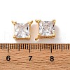 Brass Pave Clear Cubic Zirconia Square Charms KK-K382-49G-3