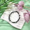 Natural Dioptase Round Beaded Stretch Bracelets BJEW-JB11195-02-2