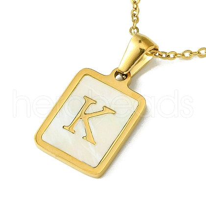 Ion Plating(IP) Rectangle with Initial Letter 304 Stainless Steel Pendant Necklace NJEW-R265-04G-K-1
